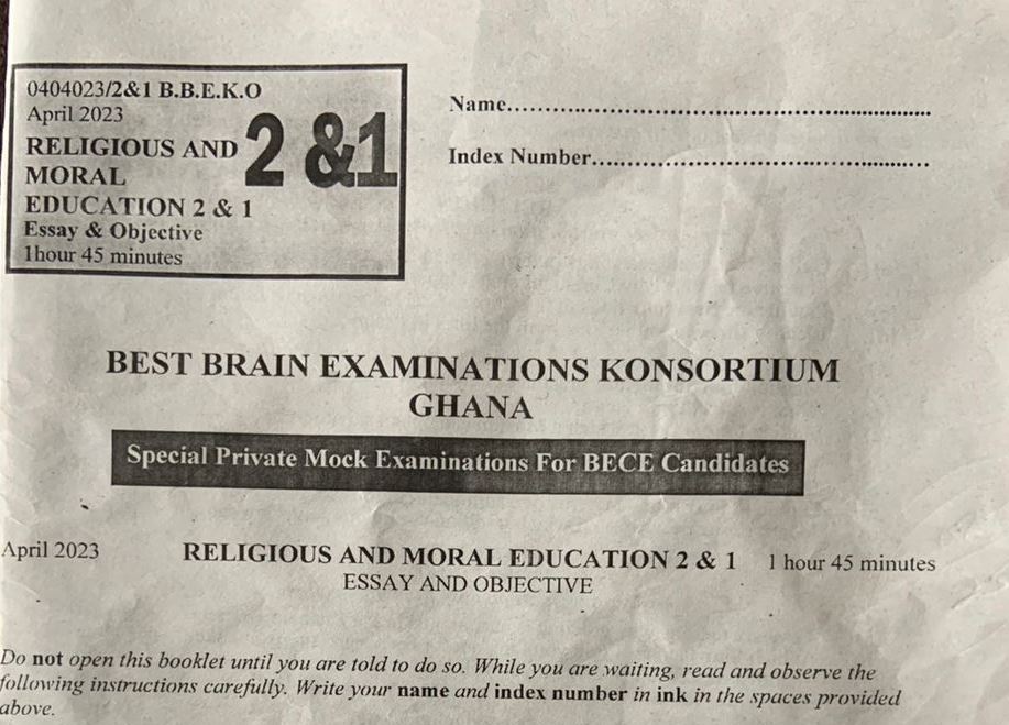 Best Brain April 2023 RME Mock Questions For BECE Candidates