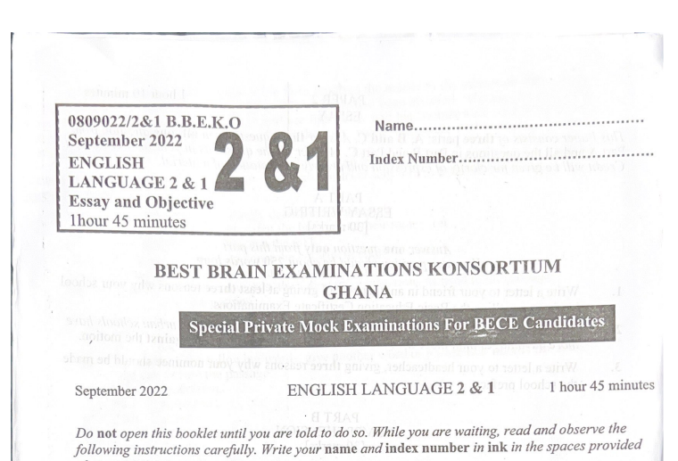 Best Brain July 2023 English Language Questions & Marking Scheme