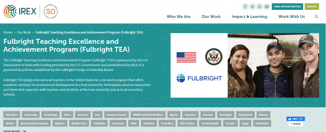 US Fulbright Teaching Excellence and Achievement Program (Fulbright TEA)
