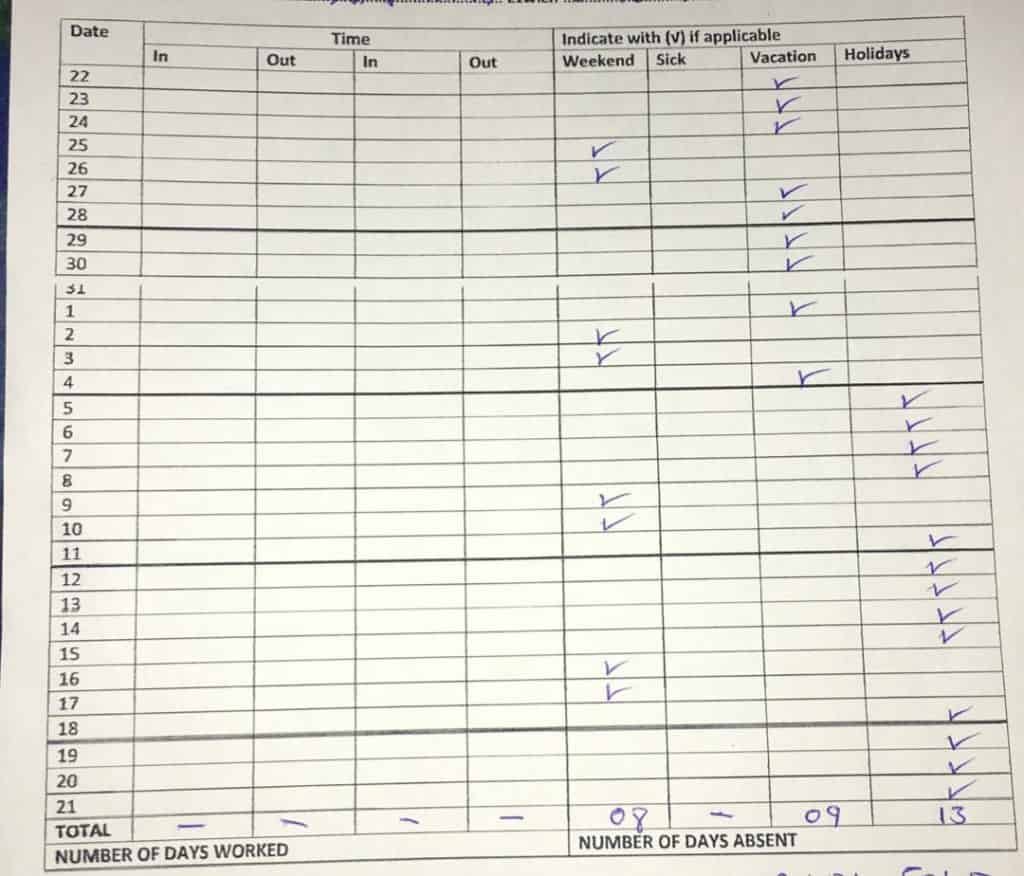 NABCO MAY MONTHLY TIMESHEET