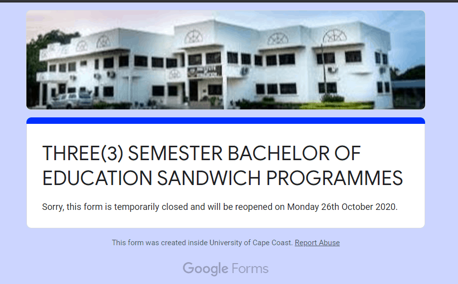 UCC 3 Semester Sandwich Programme Second Cohort Starting Date -2020/2021