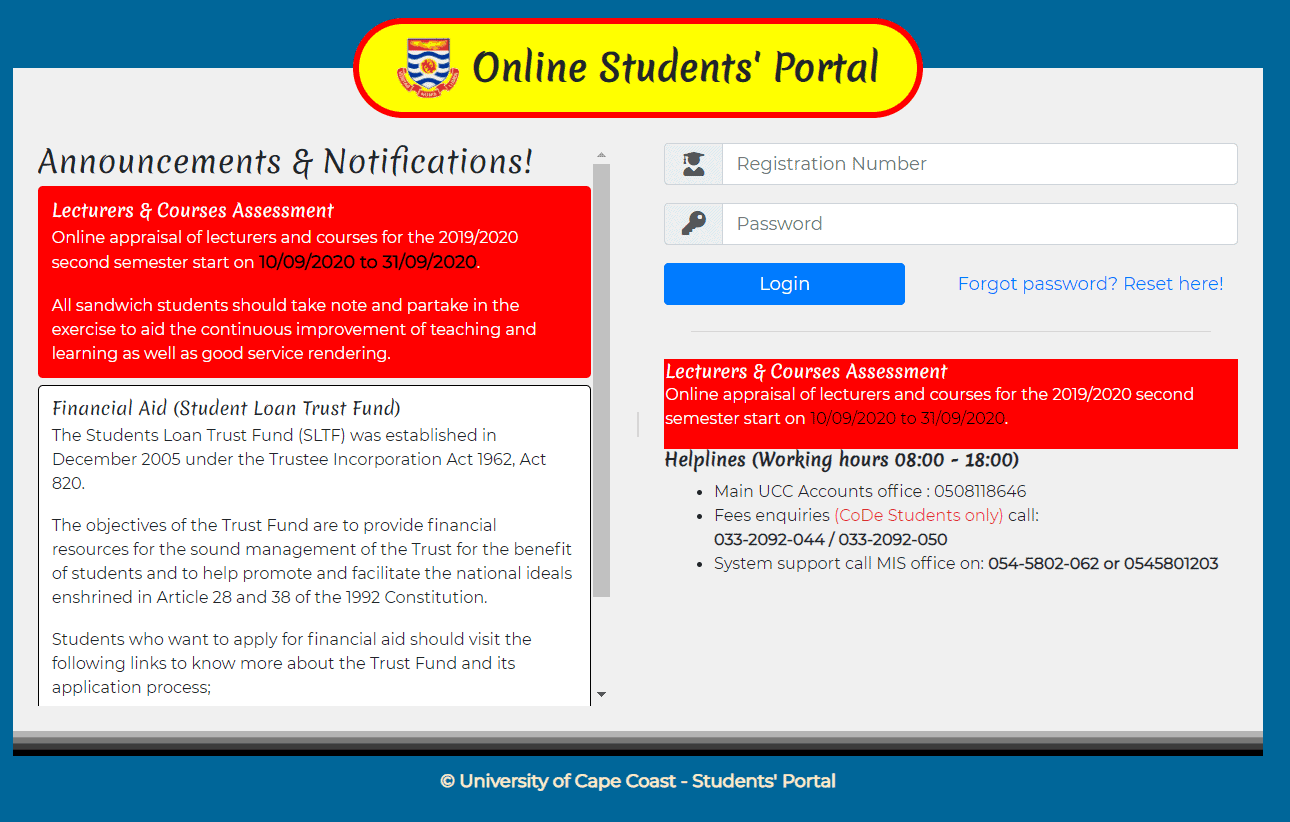 Ucc Students Portal: portal.ucc.edu.gh
