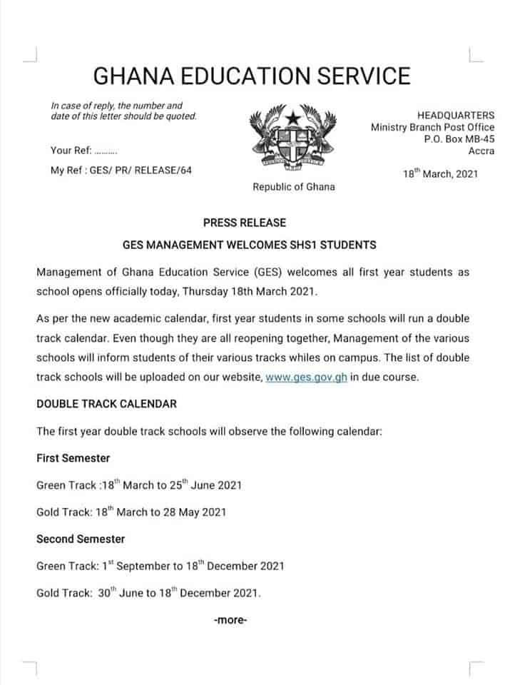 SHS 1 Students Calendar for the 2021 Academic with the Double and Single Tracks Schedules