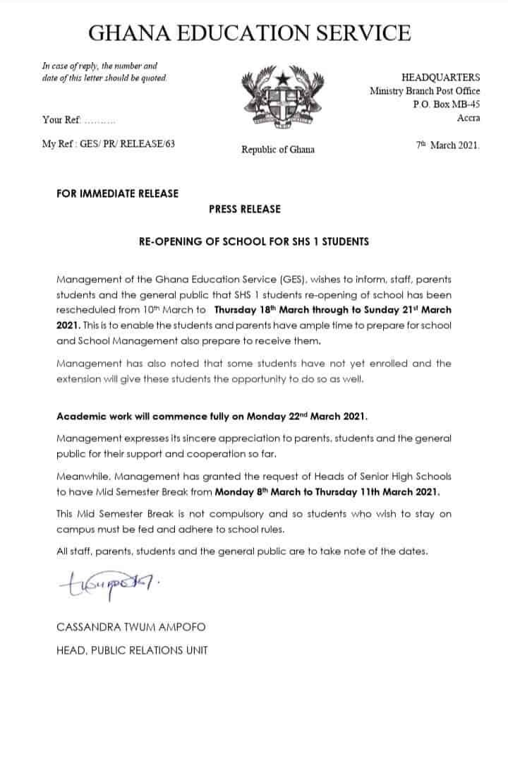 Shs1 reopening date rescheduled