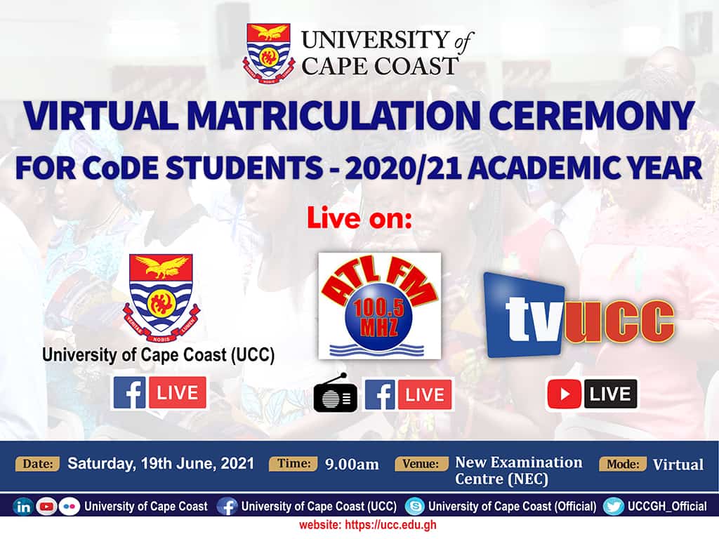 UCC Virtual Matriculation Ceremony for CoDE Students - 2020/2021 Academic Year