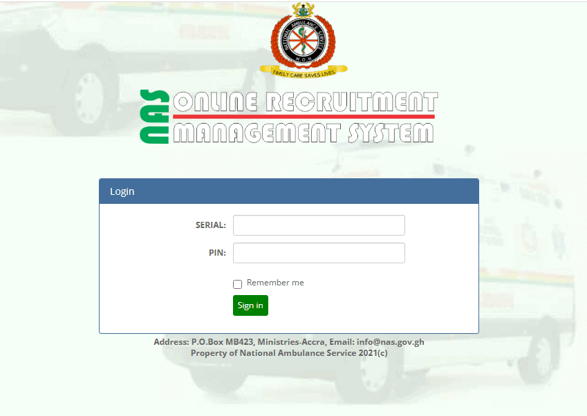 Ghana National Ambulance Service Recruitment Portal For October 2021