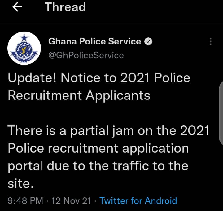 Ghana Police Service Recruitment Portal Down, See What to Do if you want to access