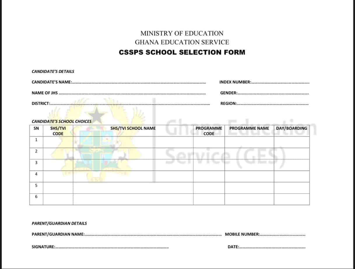 2023 CSSPS School Selection Form
