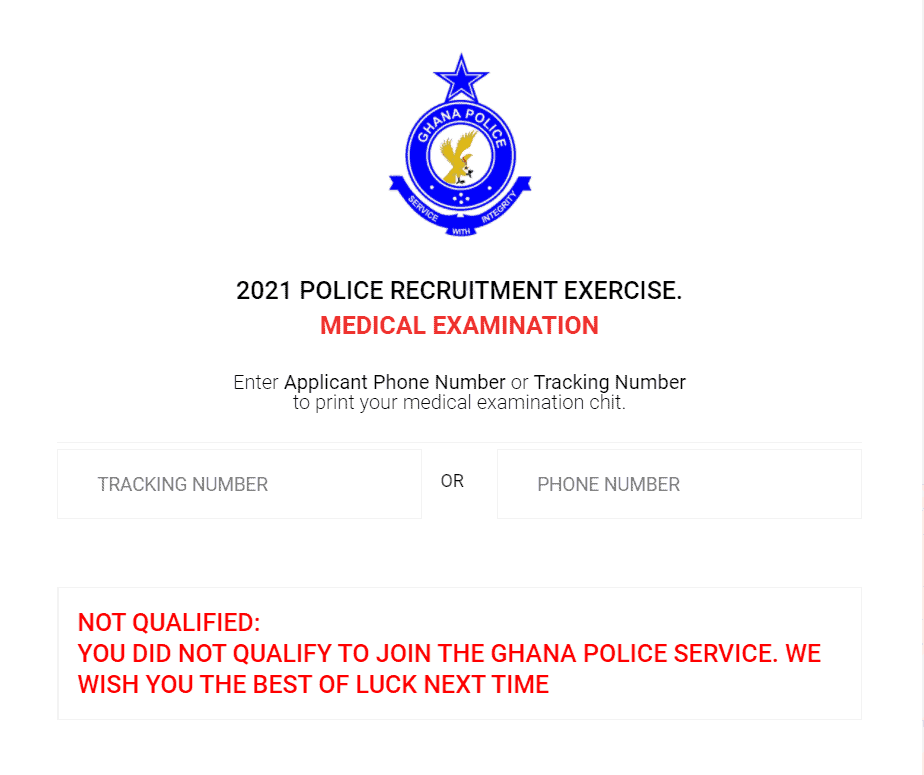 Ghana Police Service Medical Final Decision For All Applicants