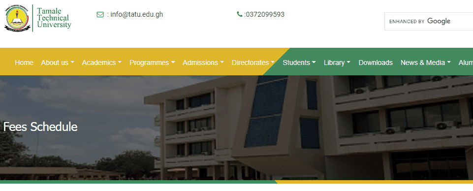 Tamale Technical University Approved Fees - 2022/2023