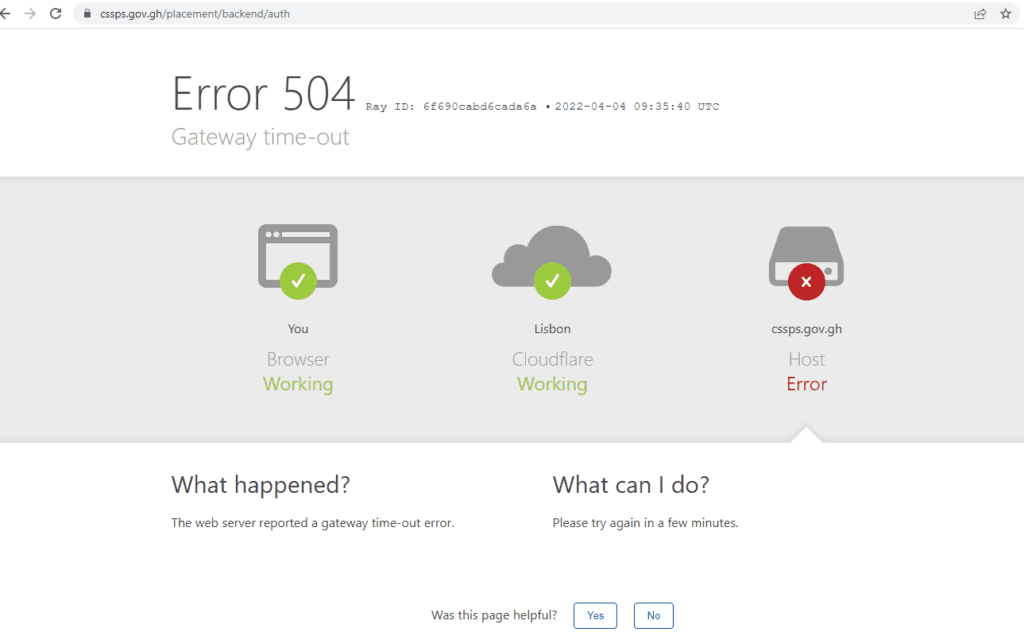 Cssps Placement portal down