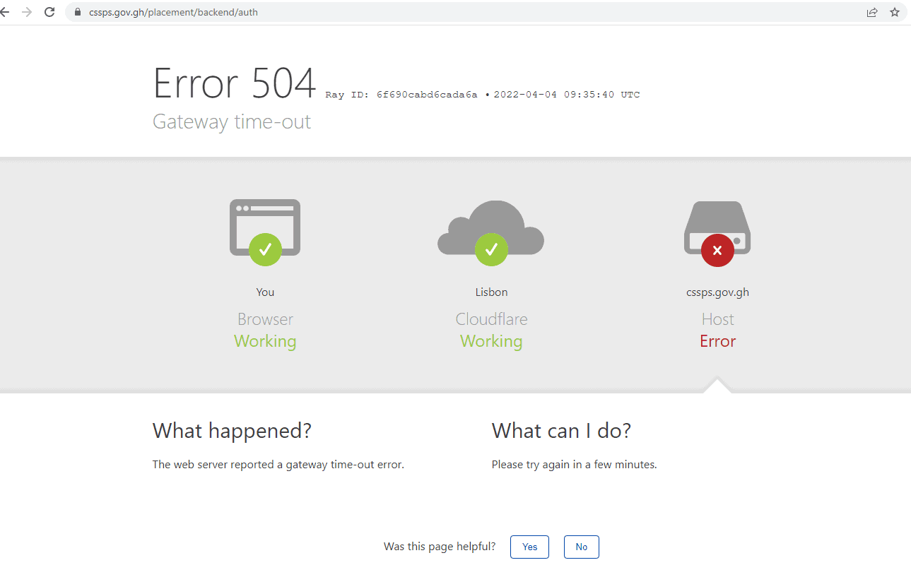 Cssps Placement portal down