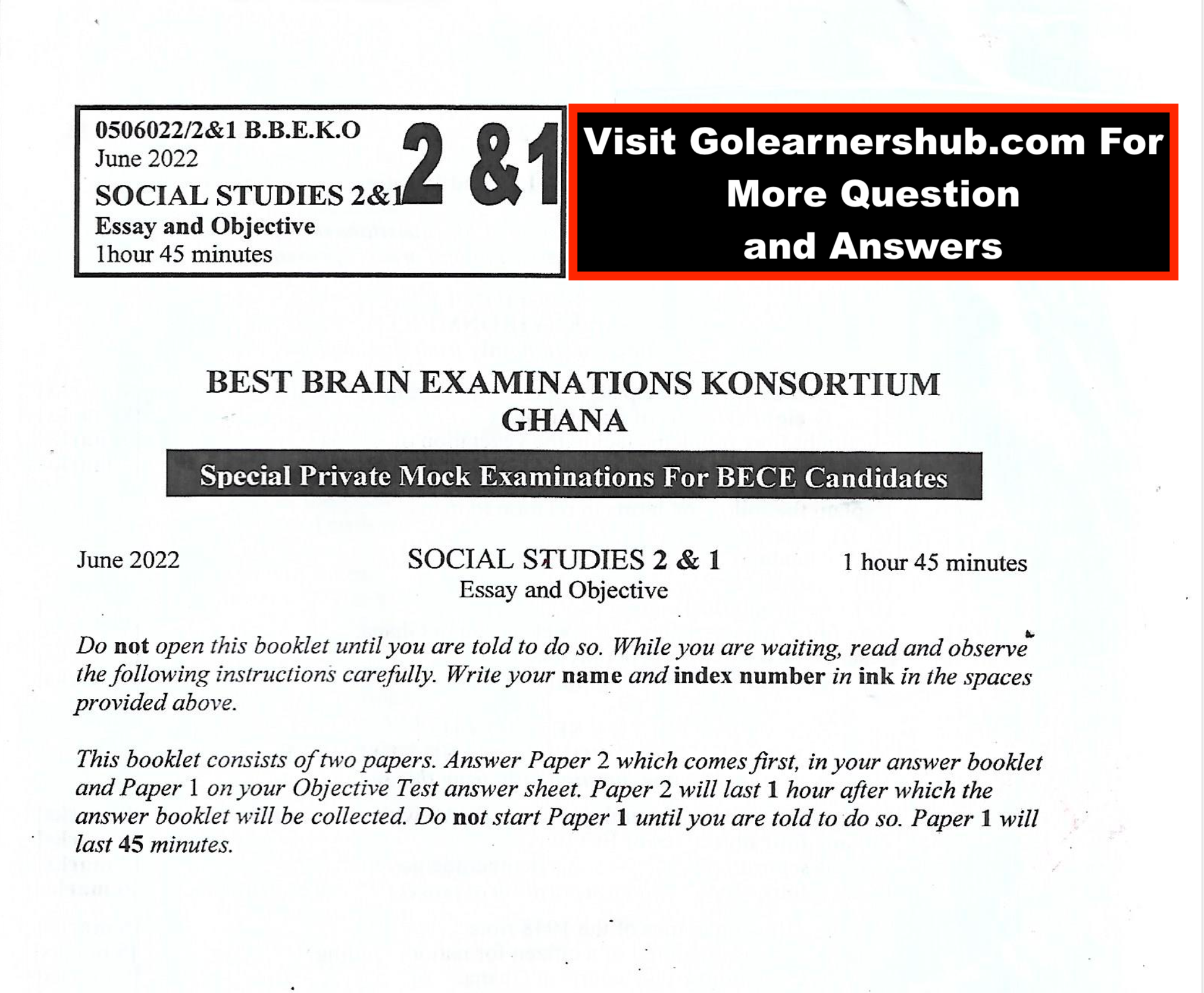 Best Brain June 2022 Social Studies Mock Questions PDF Download