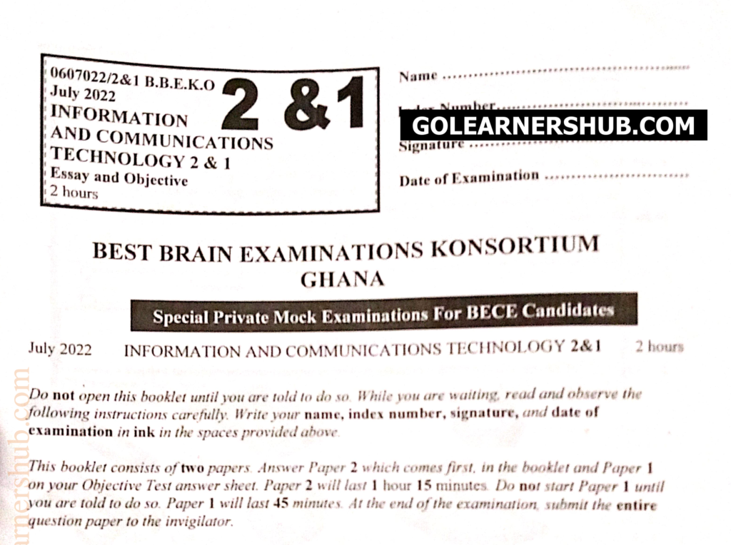 Download Best Brain July 2022 ICT Questions With Marking Scheme