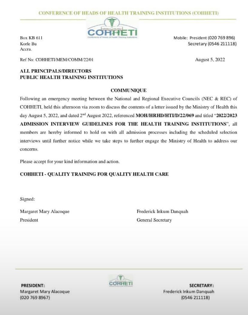 Nursing Training Institutions Admission Process Halted Till Further Notice