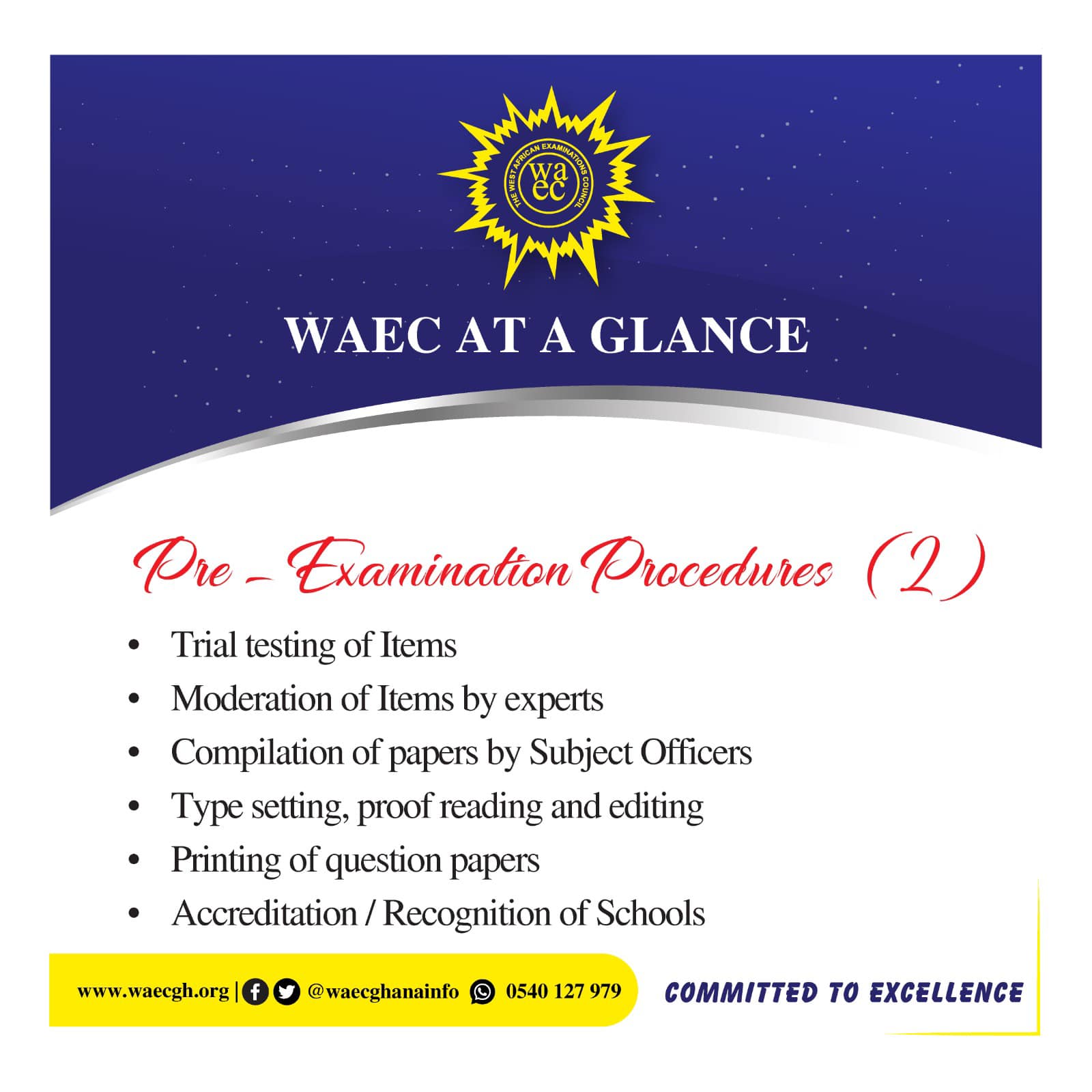 Waec Ghana Pre Examination Activities - BECE and WASSCE 2023