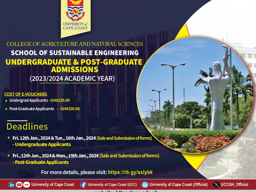 UCC Undergraduate and Post-graduate Admission into Engineering programmes 2023/2024