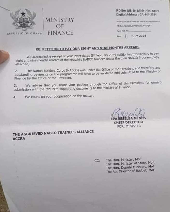 Update on Payment of NABCO Trainees 9 months Arears