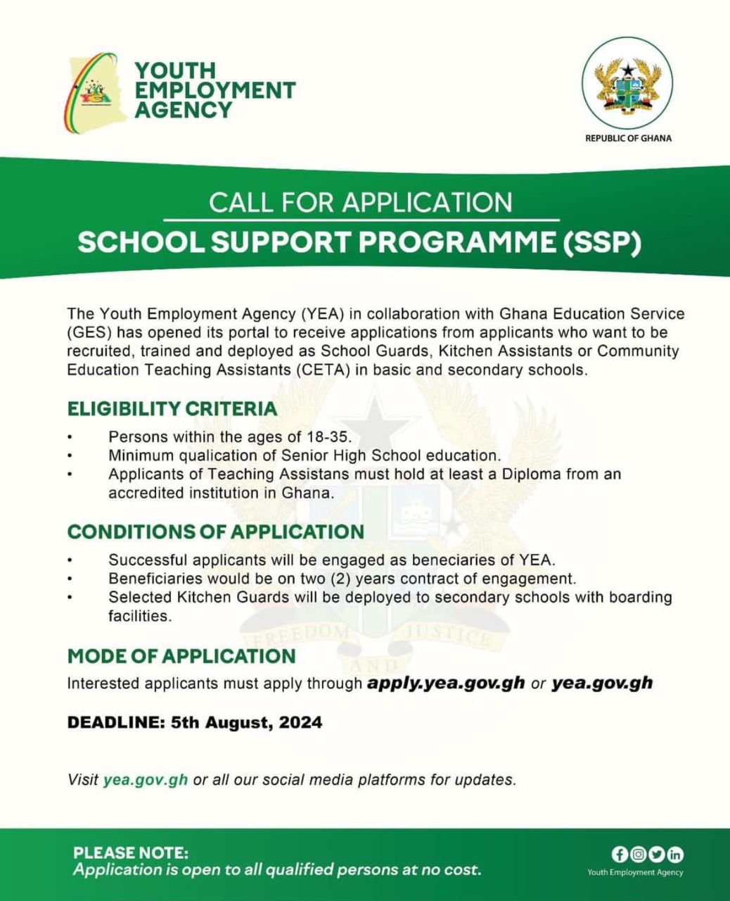 Update on YEA 2024 School Support Programmes (SSP) Recruitment